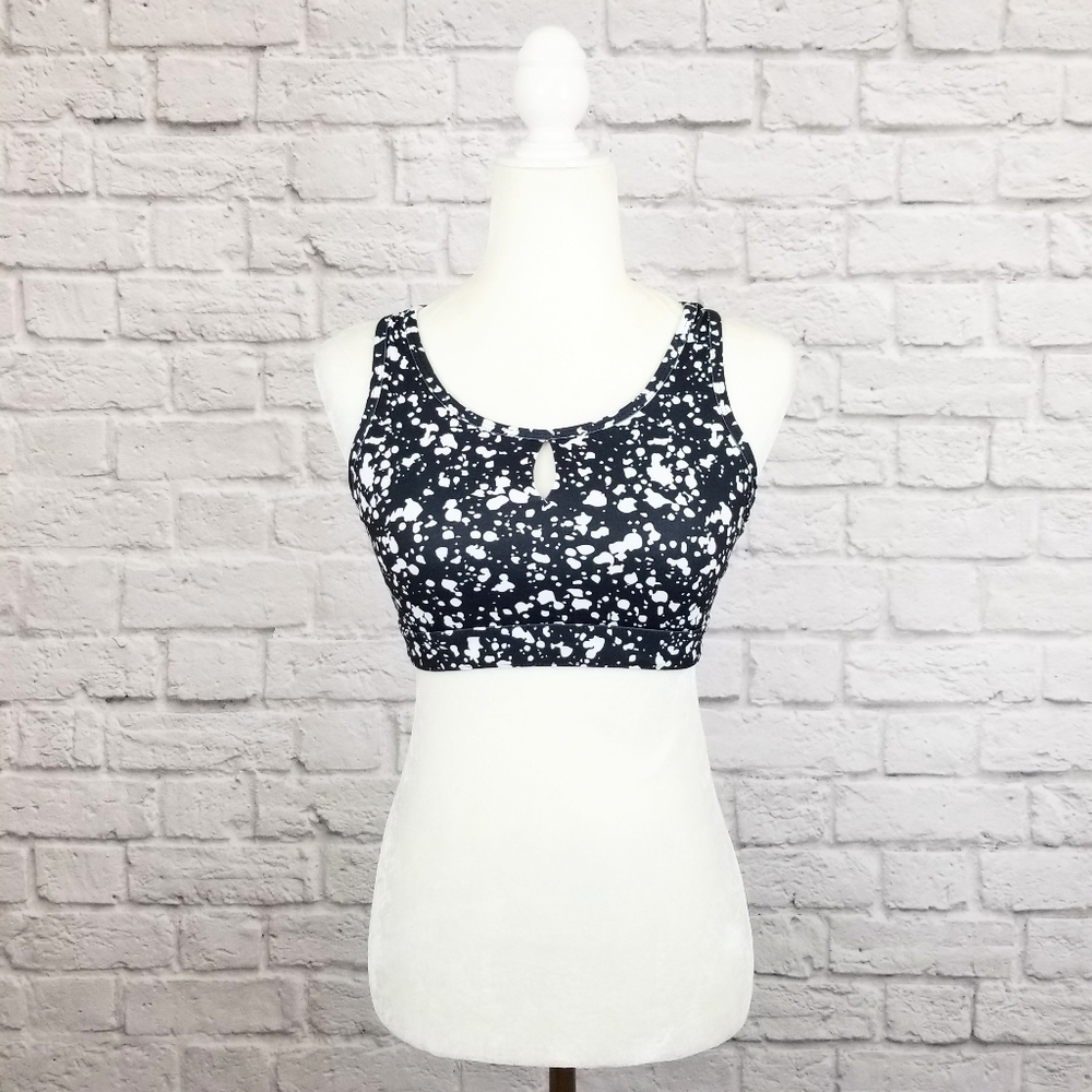 Fabletics Active Black White Spotted Keyhole Work… - image 2